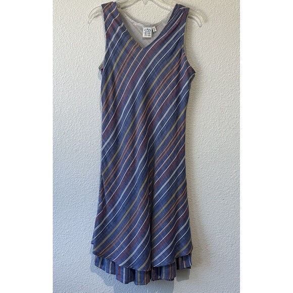 Parsley & Sage Dresses & Skirts - Parsley and Sage Octavia Blue Multicolor Striped Sleeveless Midi Dress Size M